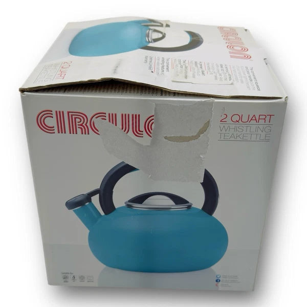 Circulon 2 Qt Stovetop Whistling Tea Kettle Turquoise Enamel