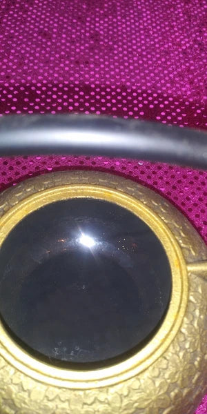 Brass/Enamel Marked Ethnic Teapot With Tea Strainer EUC