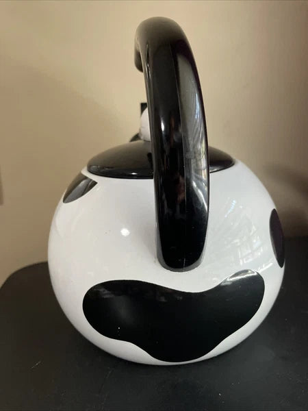 C & R Black & White Open Handled Whistling Tea Kettle Japan