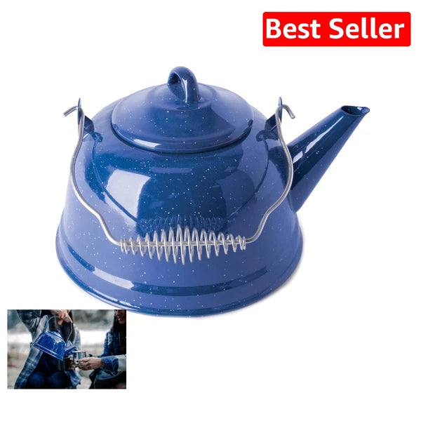 Elegant 2.6 Quart Blue Enamel Tea Kettle with Whistle - Stylish and Functional