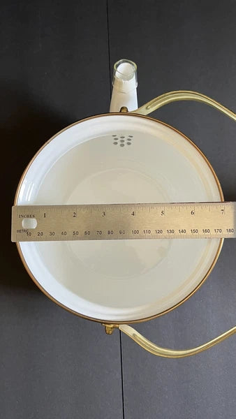 VINTAGE FLORAL TEA KETTLE ENAMEL Brass Handle