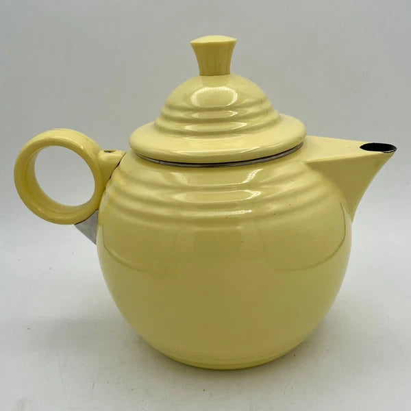 Vintage FIESTA Homer Laughlin Enamelware Yellow Tea Pot Kettle Made Taiwan