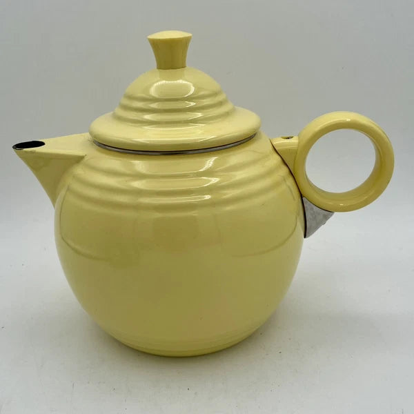 Vintage FIESTA Homer Laughlin Enamelware Yellow Tea Pot Kettle Made Taiwan
