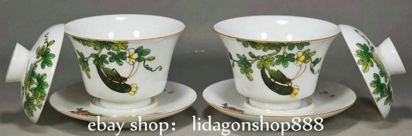 4.4" Old Chinese Yongzheng Enamel Porcelain Flower Fruit insect Bowl Pair