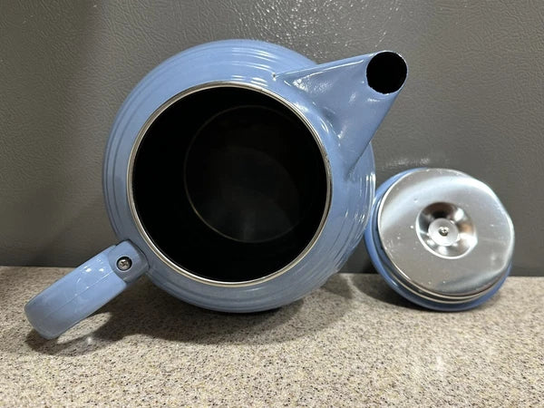 Vintage 80’s Blue Fiesta Homer Laughlin by Copco Enamel Tea Kettle in EUC, RARE!