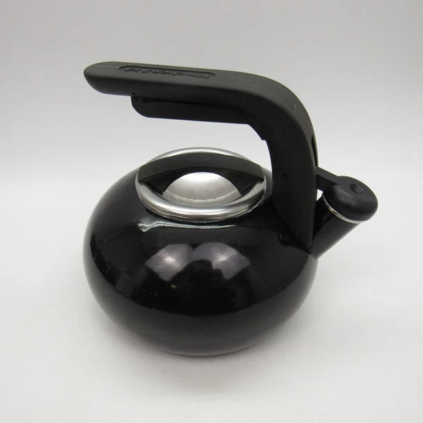 KitchenAid 1.5qt Quart Black Enamel Whistling Teakettle Teapot