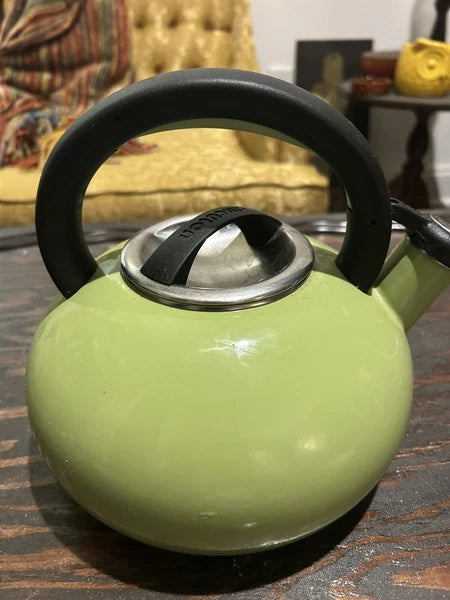Circulon 2 Quart Stovetop Whistling Tea Kettle  Green Enamel