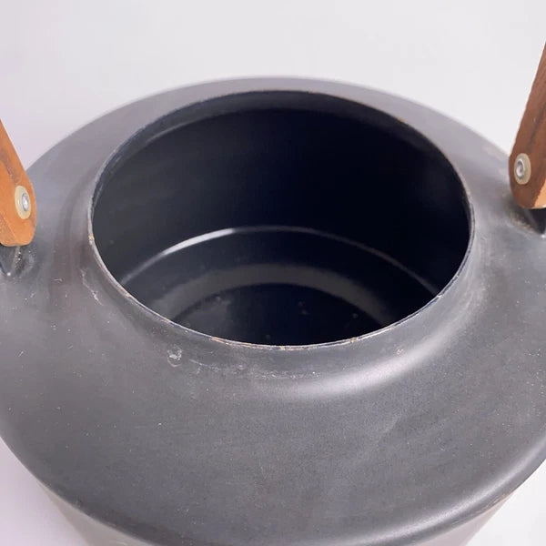 Copco Tea Kettle Michael Lax Design Matte Black Holland Teak Handle Vintage MCM