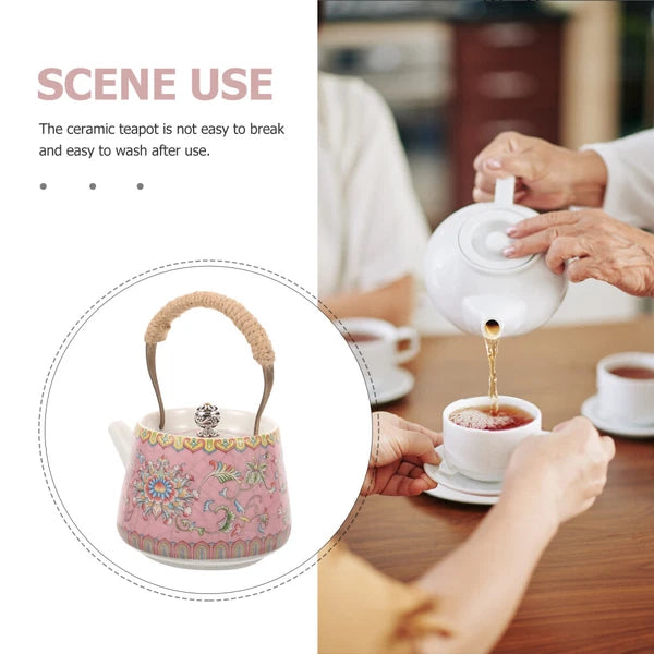 4 Pieces Enamel Teapot Travel Ceramic Kettle Stovetop Chinese Clay