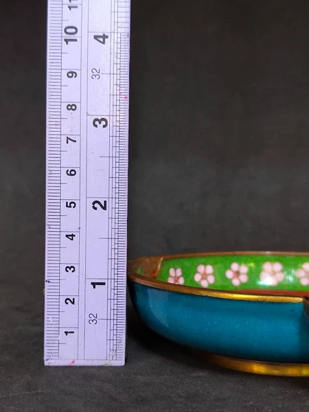 Chinese Vintage Cloisonne Bowl Cigarette stand Enamel Flowers Fine