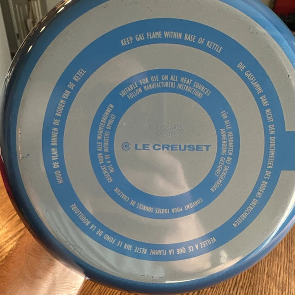 Le Creuset Lapis Blue Classic Whistling Tea Kettle 1.7Qt Enamel on Steel