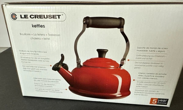 NEW! LE CREUSET Whistling Tea Kettle with Metal Finishes 1.7 qt. Caribbean BLUE