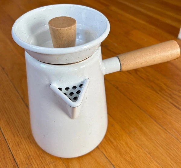 Umbra Shift Castor COWBOY KETTLE coffee tea pot vtg mcm white black stick handle