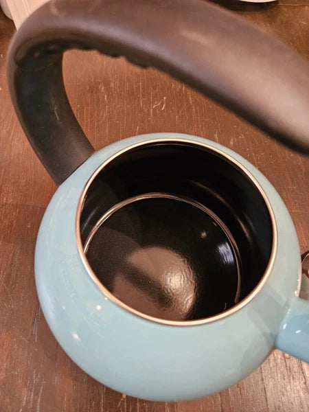 Farberware Whistling Tea Kettle Aqua Blue Turquoise Enamel 10 Cup