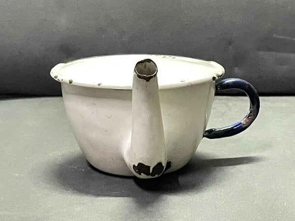 OLD VINTAGE RARE UNIQUE BENGAL ENAMEL HOSPITAL FEEDING POT / CUP KETTLE