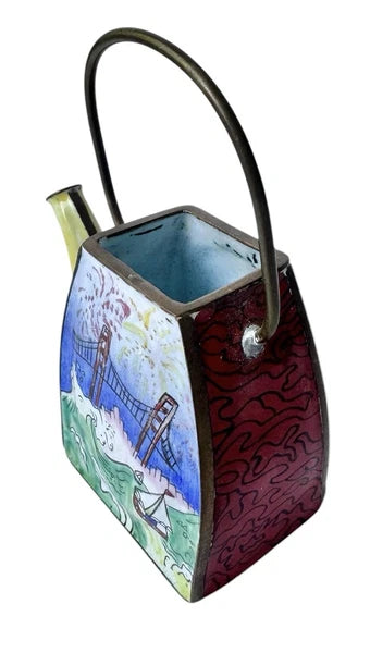 Redfern House Enamel Mini Teapot San Francisco Golden Gate Bridge Cable Car