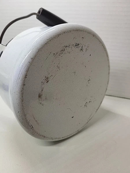 Vintage Bergren Swedish White Tin Enamelware 1960’s Tea Kettle with Fruit design