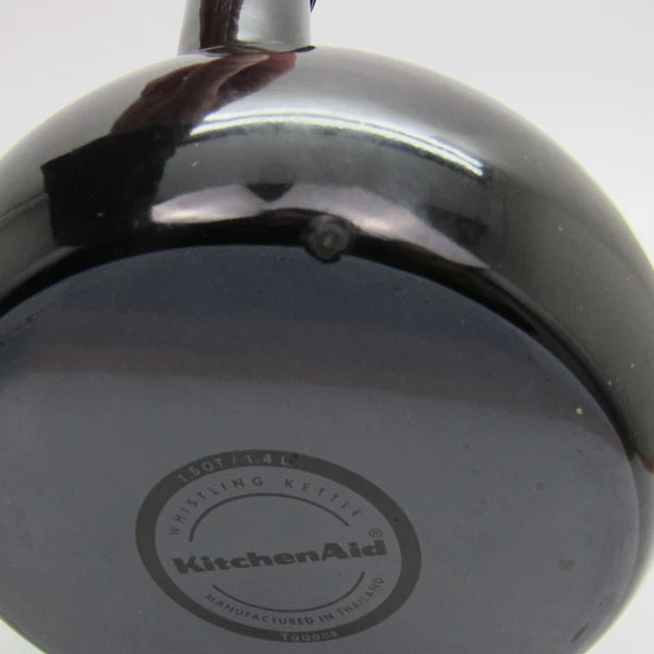 KitchenAid 1.5qt Quart Black Enamel Whistling Teakettle Teapot