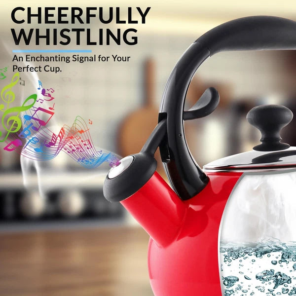 1.8 QT Kettle, Buttons Series, Premium Enamel on Carbon Steel, Whistling, Eve...