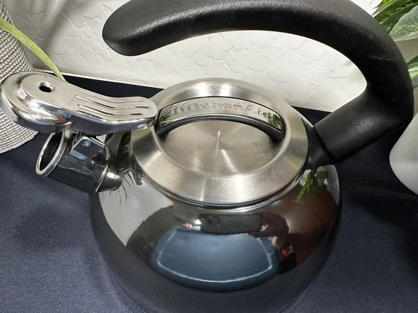 KitchenAid Gunmetal Grey Enamel 2 Quart Tea Kettle Steel Whistling Teapot