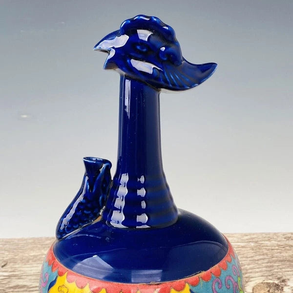 11“ China ancient Song Ding Kiln Filamentation Enamel Chicken head pot