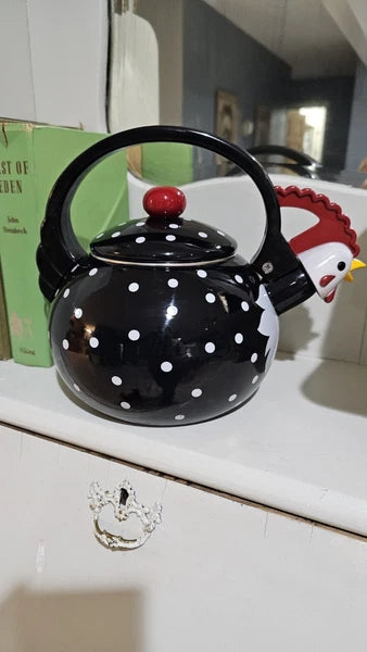 Supreme Housewares Novelty Enamel Whistling Rooster Tea Kettle