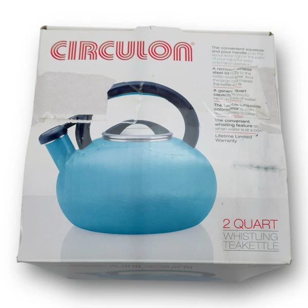 Circulon 2 Qt Stovetop Whistling Tea Kettle Turquoise Enamel