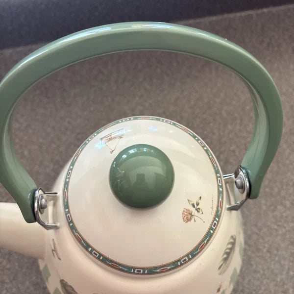 Pfaltzgraff Naturewood Garden Metal Enamelware Teapot Tea Pot Kettle with Lid