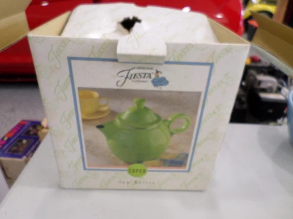 New in Box Fiesta Enamelware Tea Kettle Chartreuse  by Copco Homer Laughlin