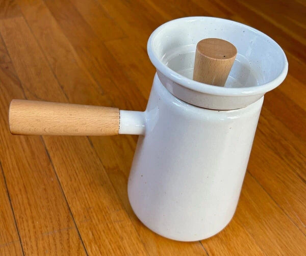 Umbra Shift Castor COWBOY KETTLE coffee tea pot vtg mcm white black stick handle