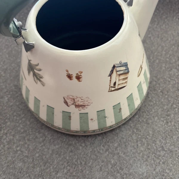 Pfaltzgraff Naturewood Garden Metal Enamelware Teapot Tea Pot Kettle with Lid