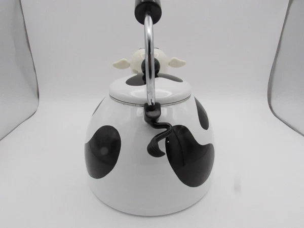 M Kamenstein Black White Cow Whistling Tea Kettle 2.5 qt from 1992