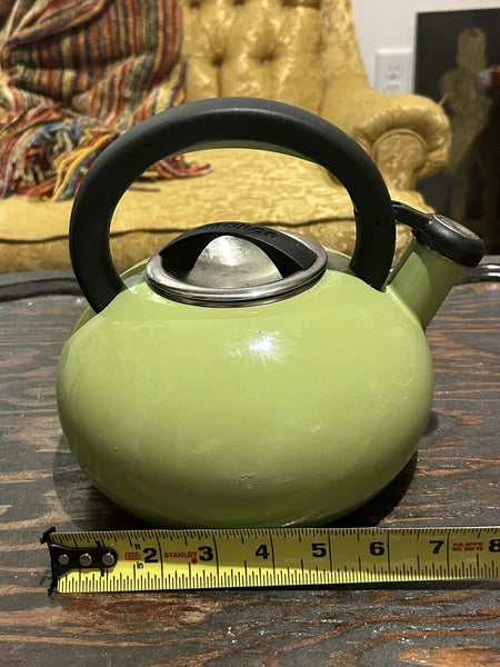 Circulon 2 Quart Stovetop Whistling Tea Kettle  Green Enamel