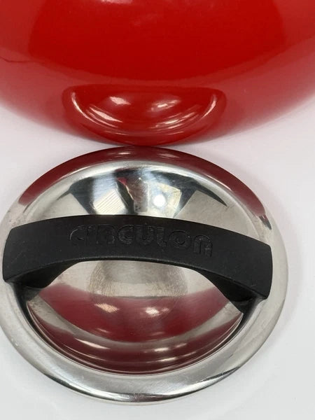 Circulon 2 Qt Stovetop Whistling Tea Kettle Red Enamel GREAT COND