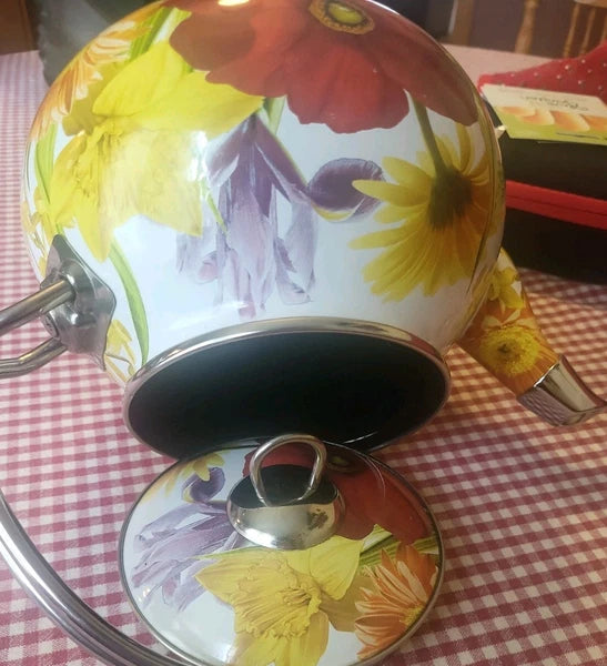 The Pioneer Woman Summer Garden Floral Enamel Tea Kettle Retired Spring Flowers