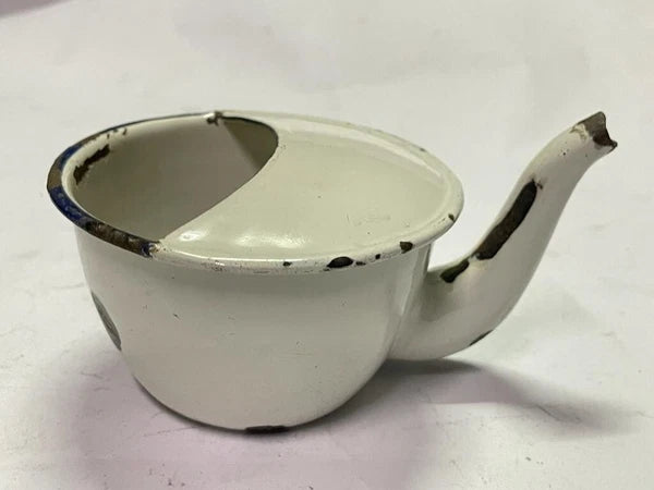 OLD VINTAGE RARE UNIQUE BENGAL ENAMEL HOSPITAL FEEDING POT / CUP KETTLE
