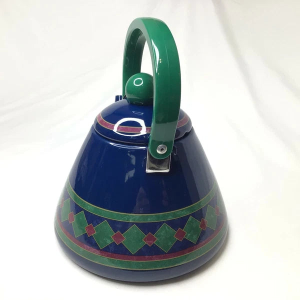 TEA KETTLE PHALZGRAPH GREAT USED CONDITION BLUES & GREEN