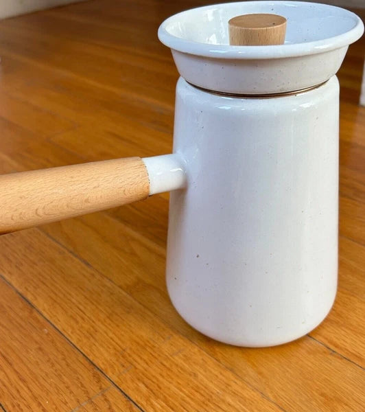 Umbra Shift Castor COWBOY KETTLE coffee tea pot vtg mcm white black stick handle