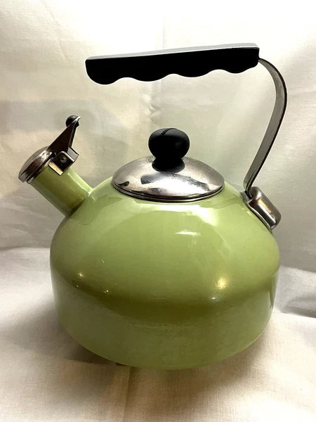Vintage Farberware Healthy Kettle Omega 2 3/4-Quart Avecado Enamel Tea Kettle