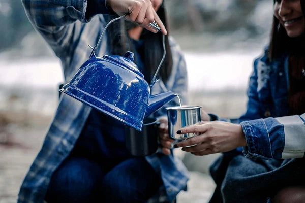 Elegant 2.6 Quart Blue Enamel Tea Kettle with Whistle - Stylish and Functional