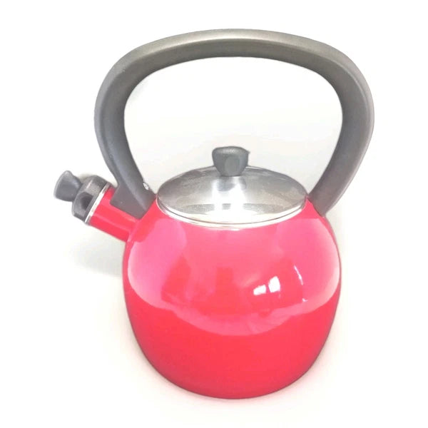 Copco Red Enamel On Steel Whistling Tea Kettle 1.5 Qt