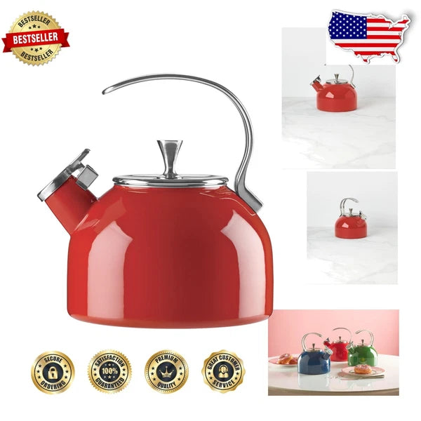 Kate Spade's 2.5 Quart Bright Red Enamel Tea Kettle - Fashion Meets Function