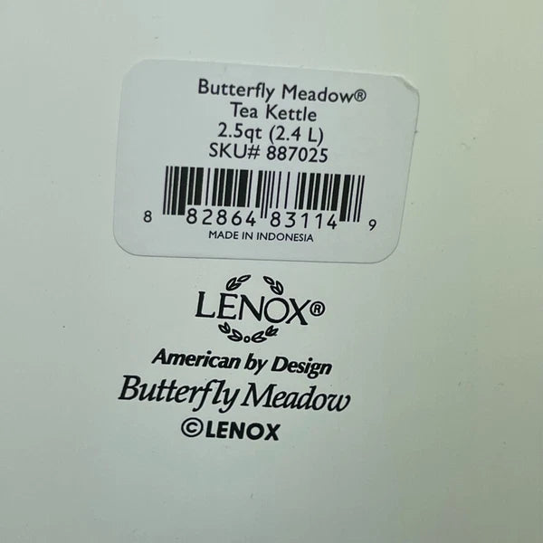 Lenox Butterfly Meadow Enamel Tea Kettle 2.5 Quart #887025 New with Tags No Box