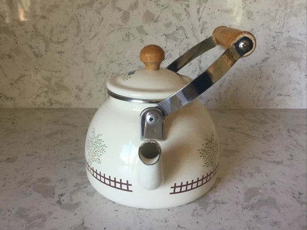 Himark Country Home 48 oz Enamel Tea Kettle w/Wood Handle VERY HARD TO FIND