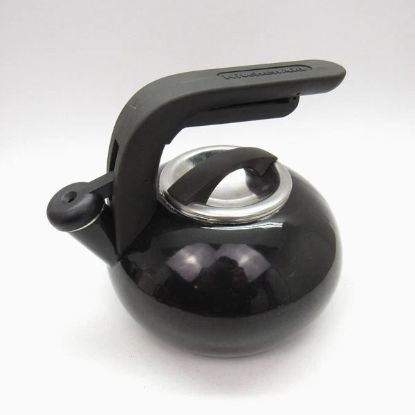 KitchenAid 1.5qt Quart Black Enamel Whistling Teakettle Teapot
