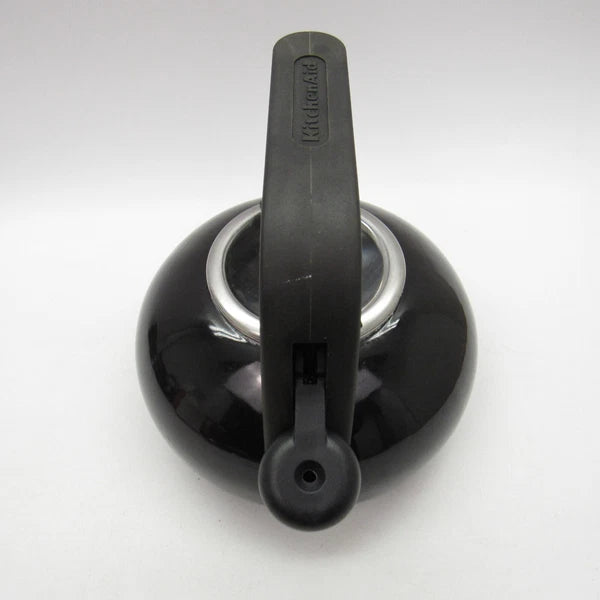 KitchenAid 1.5qt Quart Black Enamel Whistling Teakettle Teapot