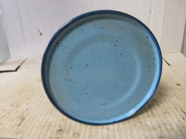 Vintage 6 Cup Blue Enamel Coffee Pot 7.75" Tall Collectible Enamelware Speckled