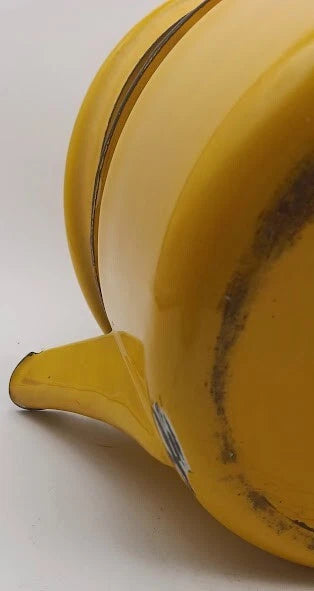 Bright Yellow Tea Kettle With Black Trim & Rust * For Decor Only *