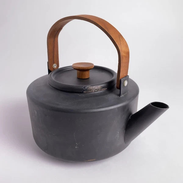 Copco Tea Kettle Michael Lax Design Matte Black Holland Teak Handle Vintage MCM
