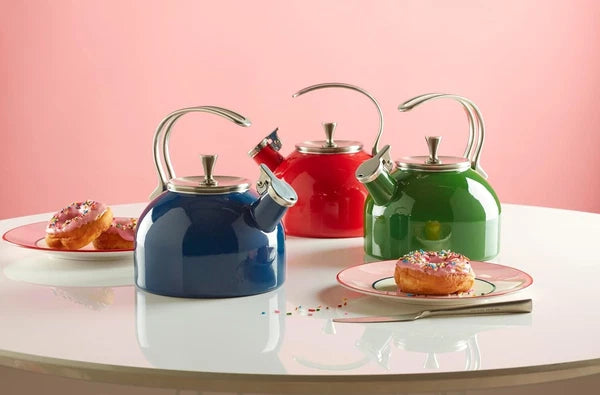 Kate Spade's 2.5 Quart Bright Red Enamel Tea Kettle - Fashion Meets Function